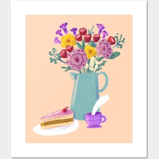 Cake Flowers and Tea Posters and Art